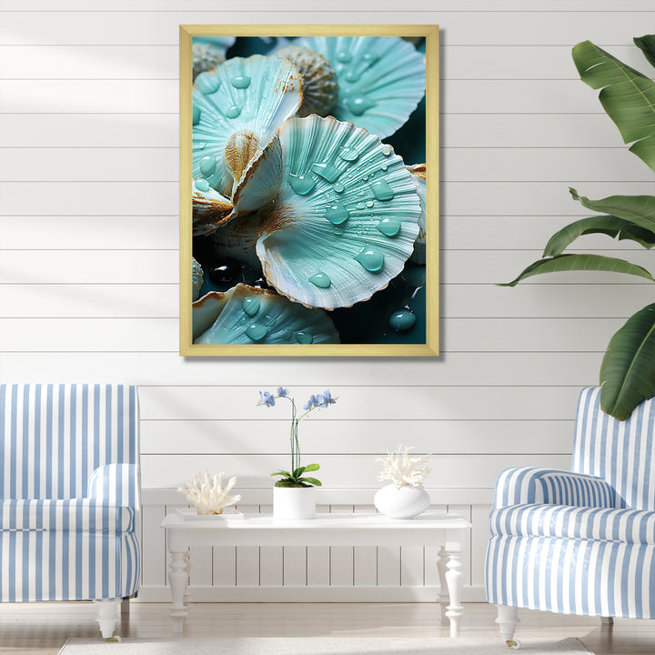 Green Clam Ocean Treasures - Clam Large Canvas Wall Art