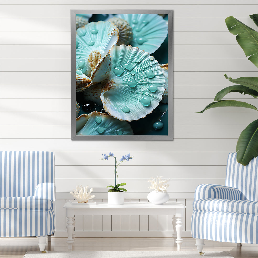 Green Clam Ocean Treasures - Clam Large Canvas Wall Art
