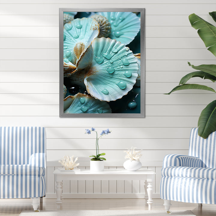 Green Clam Ocean Treasures - Clam Large Canvas Wall Art