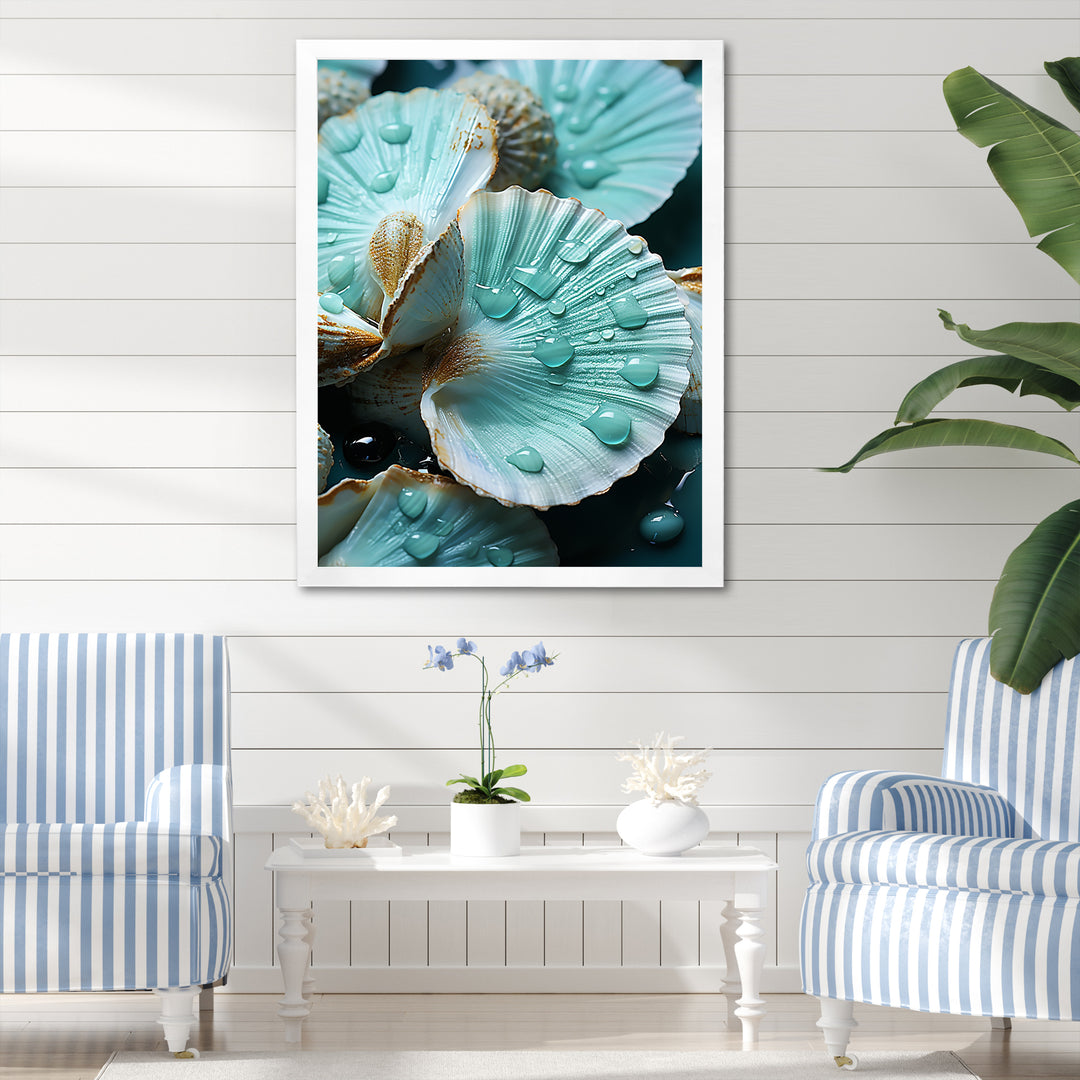 Green Clam Ocean Treasures - Clam Large Canvas Wall Art