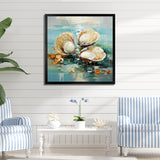Green Tones Delicate Oyster Beauty - Clam Living Room Wall Art