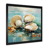 Green Tones Delicate Oyster Beauty - Clam Living Room Wall Art