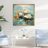 Green Tones Delicate Oyster Beauty - Clam Living Room Wall Art