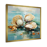 Green Tones Delicate Oyster Beauty - Clam Living Room Wall Art