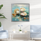 Green Tones Delicate Oyster Beauty - Clam Living Room Wall Art