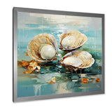 Green Tones Delicate Oyster Beauty - Clam Living Room Wall Art