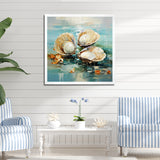 Green Tones Delicate Oyster Beauty - Clam Living Room Wall Art