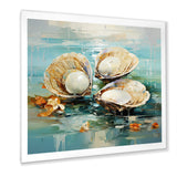 Green Tones Delicate Oyster Beauty - Clam Living Room Wall Art