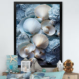 White Blue Tones Delicate Oyster Beauty - Clam Canvas Wall Art