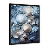 White Blue Tones Delicate Oyster Beauty - Clam Canvas Wall Art
