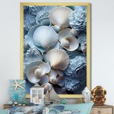 White Blue Tones Delicate Oyster Beauty - Clam Canvas Wall Art