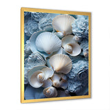 White Blue Tones Delicate Oyster Beauty - Clam Canvas Wall Art