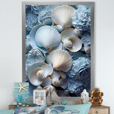 White Blue Tones Delicate Oyster Beauty - Clam Canvas Wall Art