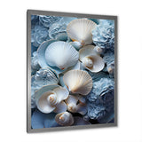 White Blue Tones Delicate Oyster Beauty - Clam Canvas Wall Art