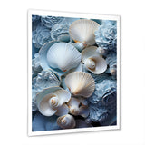 White Blue Tones Delicate Oyster Beauty - Clam Canvas Wall Art