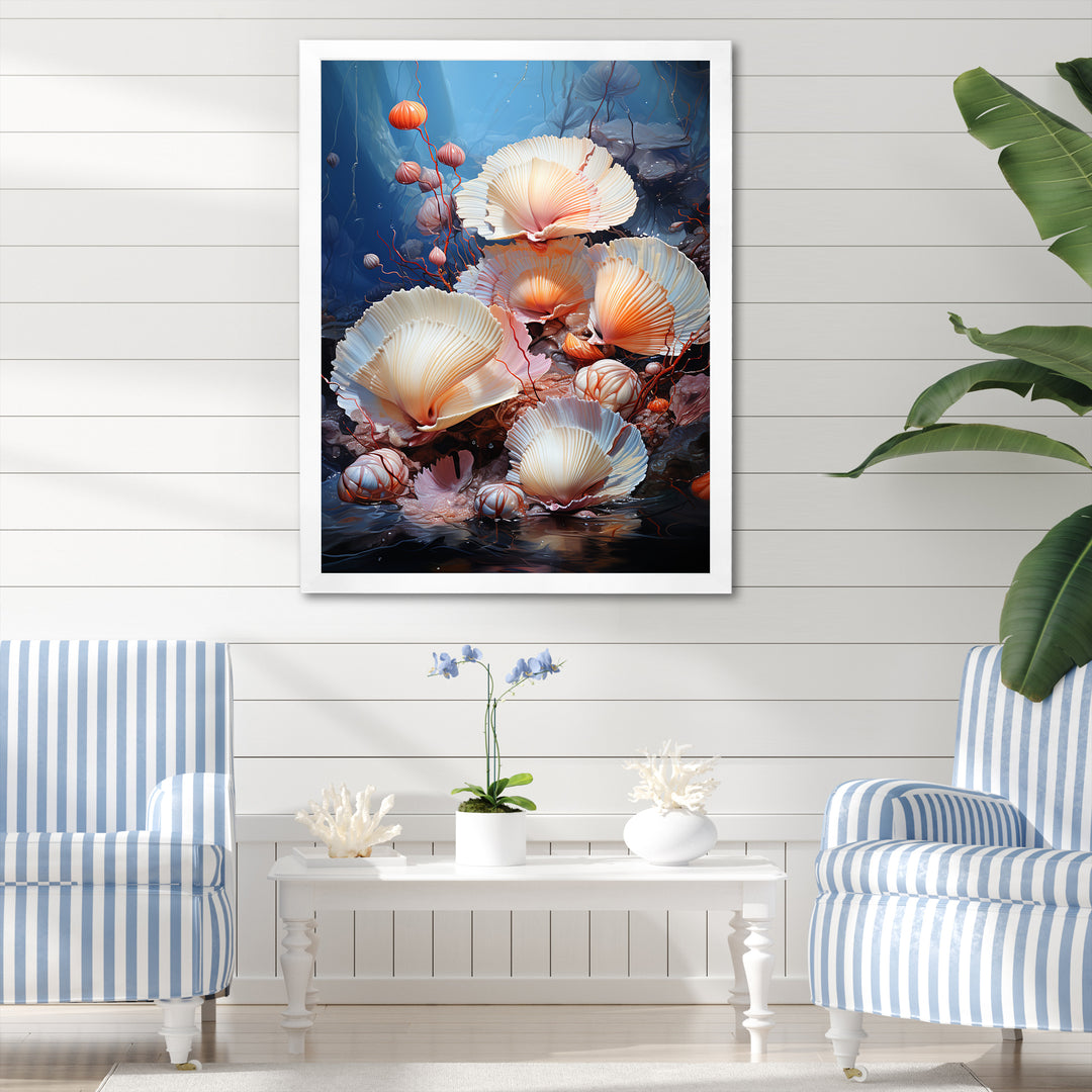 Underwater Dreams Aquatic Clam - Clam Canvas Wall Art