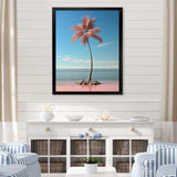 Sea Breeze Blue And Pink Plam Tree I - Coastal Canvas Wall Art