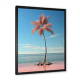 Sea Breeze Blue And Pink Plam Tree I - Coastal Canvas Wall Art