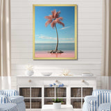 Sea Breeze Blue And Pink Plam Tree I - Coastal Canvas Wall Art