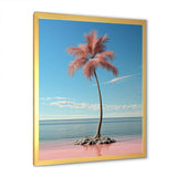 Sea Breeze Blue And Pink Plam Tree I - Coastal Canvas Wall Art