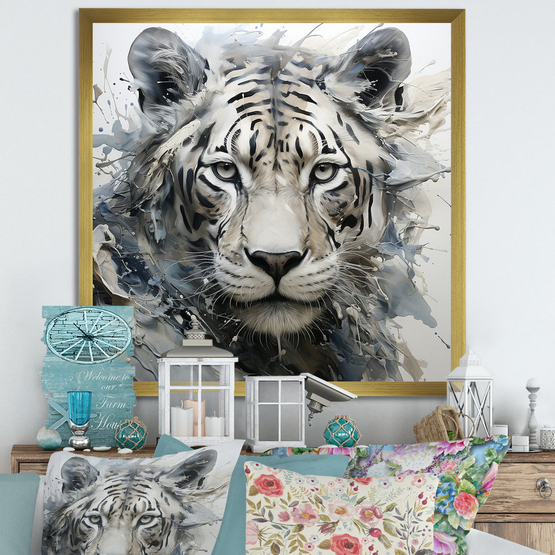 Gray And Beige Eye Of Tiger - Tiger Wall Decor