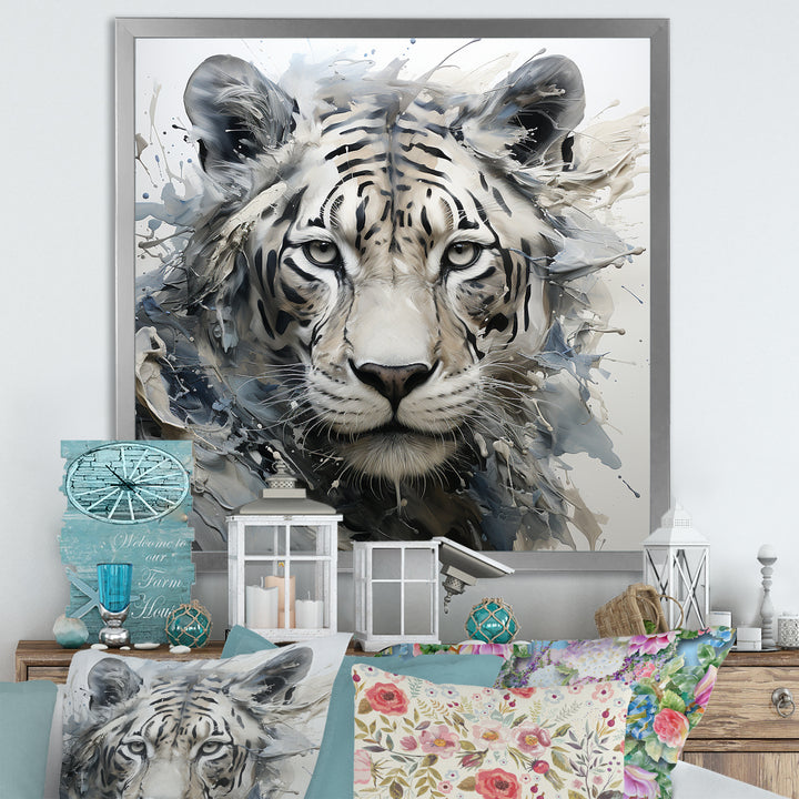 Gray And Beige Eye Of Tiger - Tiger Wall Decor