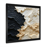 Abstract Cream And Black Liquid Paint - Coastal Canvas Wall Art