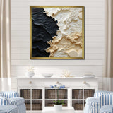 Abstract Cream And Black Liquid Paint - Coastal Canvas Wall Art