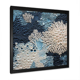 Under Water Blue And White Corals Collage - Coastal Canvas Wall Art