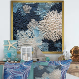 Under Water Blue And White Corals Collage - Coastal Canvas Wall Art