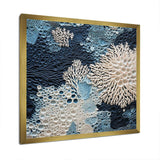 Under Water Blue And White Corals Collage - Coastal Canvas Wall Art