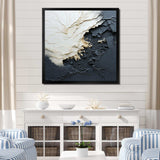 Minimalism Black And White Paint Wave III - Coastal Canvas Wall Art