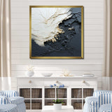 Minimalism Black And White Paint Wave III - Coastal Canvas Wall Art