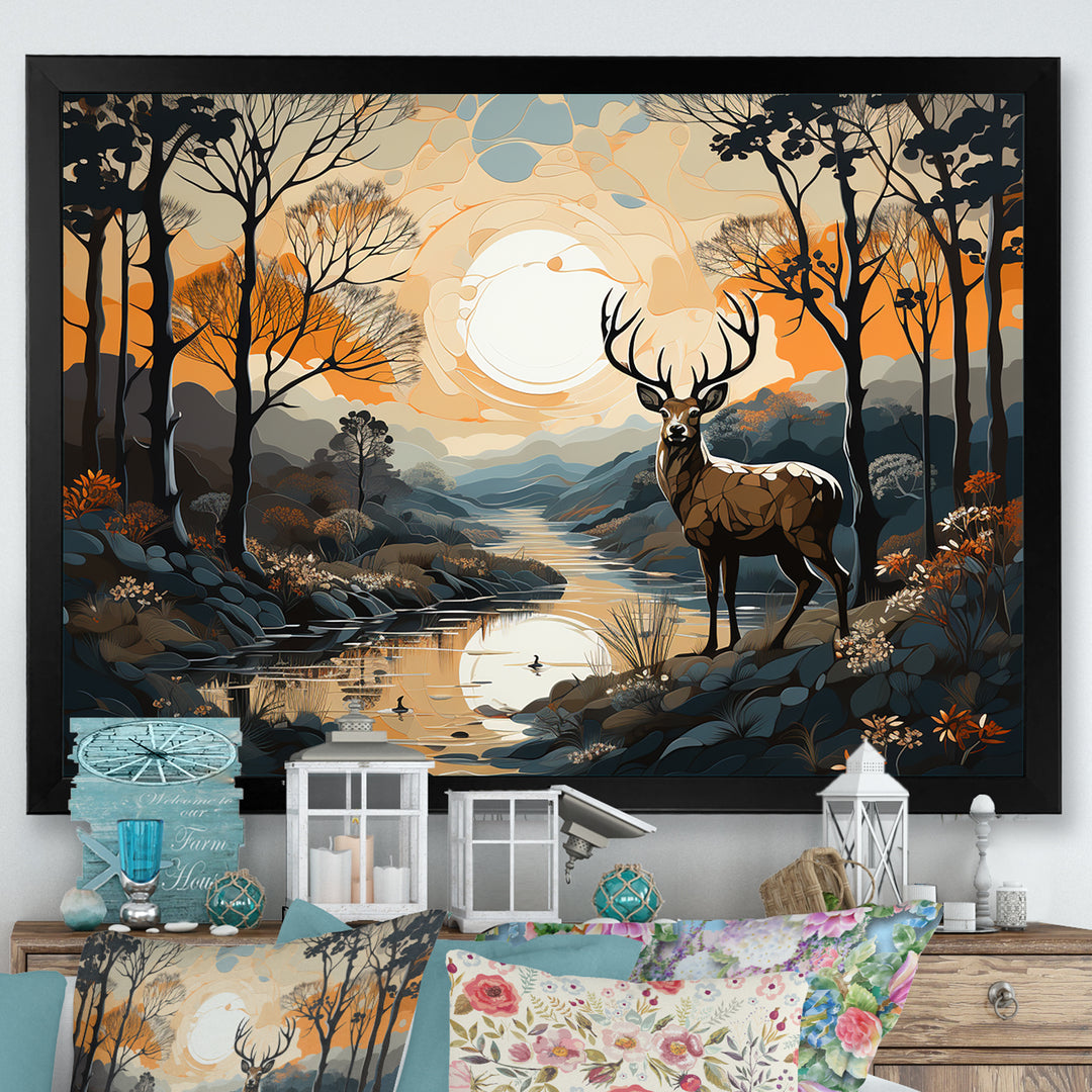Deer Animal Minimalism Charm - Beige Deer Wall Art