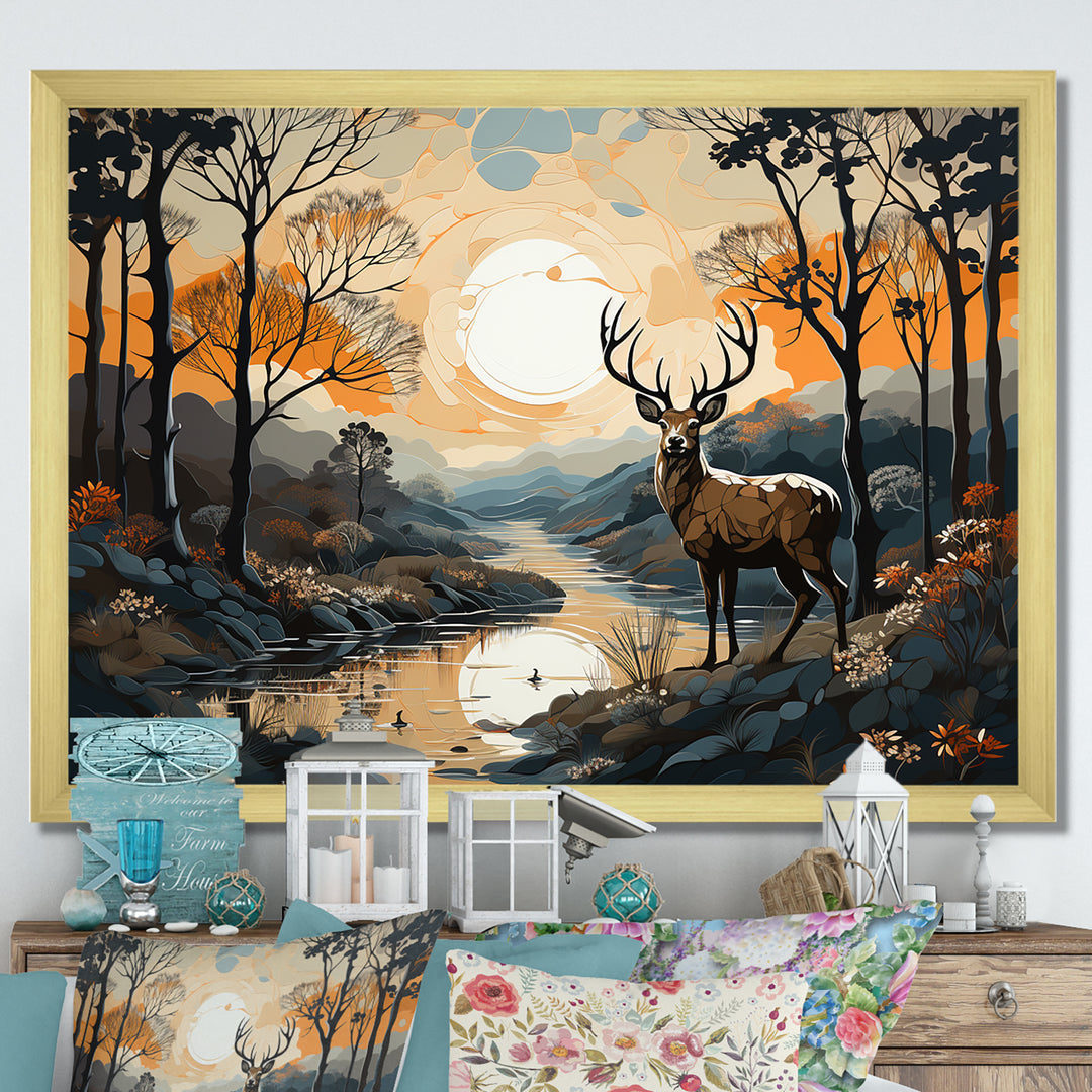 Deer Animal Minimalism Charm - Beige Deer Wall Art
