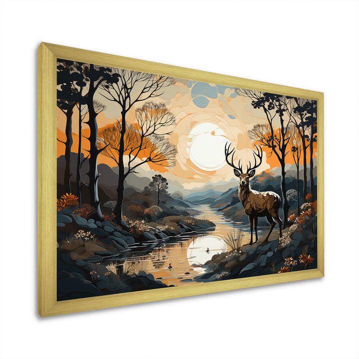 Deer Animal Minimalism Charm - Beige Deer Wall Art