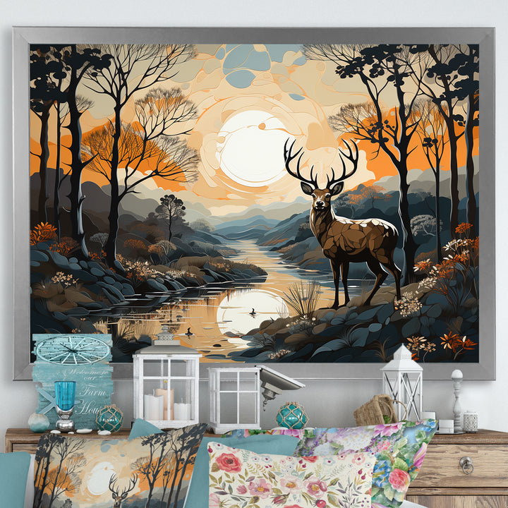 Deer Animal Minimalism Charm - Beige Deer Wall Art