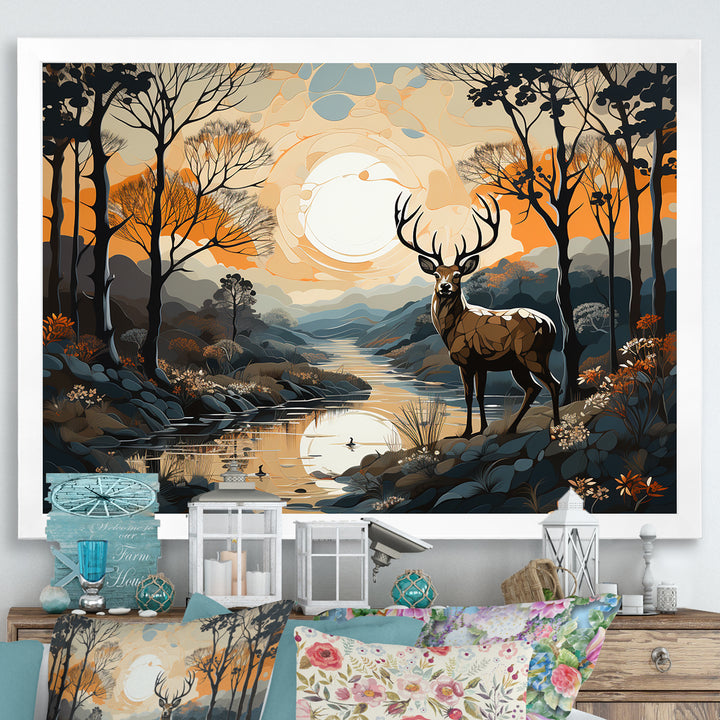 Deer Animal Minimalism Charm - Beige Deer Wall Art