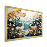 Modern Deer Couple Collage - Blue Deer Wall Art