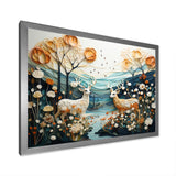 Modern Deer Couple Collage - Blue Deer Wall Art