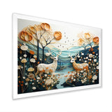 Modern Deer Couple Collage - Blue Deer Wall Art