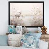 Beige Deer Charm In Winter - Animals Canvas Wall Art