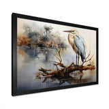 Heron At The Lake Horizon - Animals Canvas Wall Art