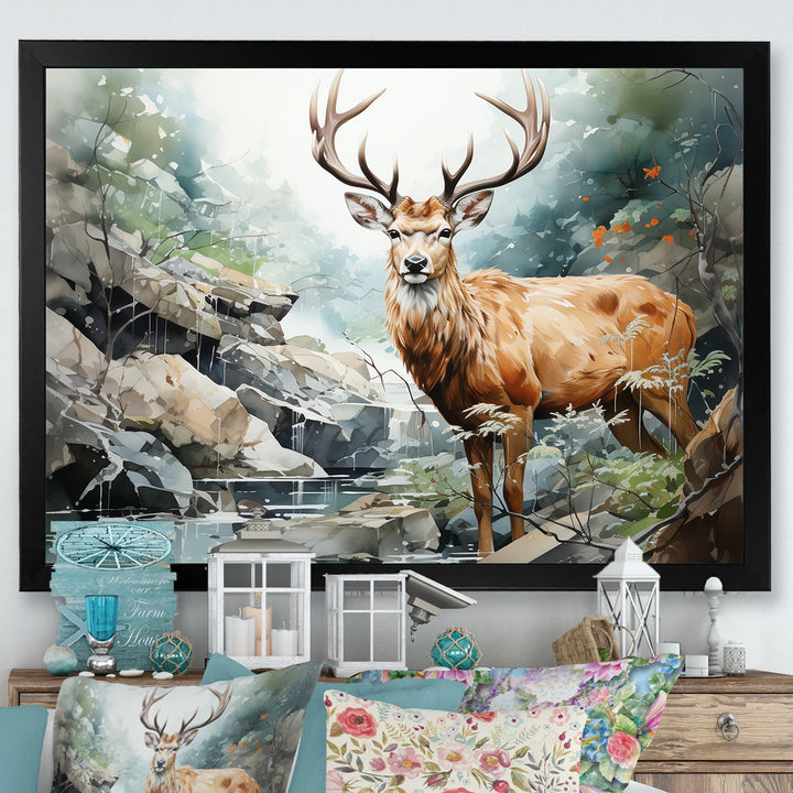 Deer Scenery Minimalism - Deer Home Decor Art