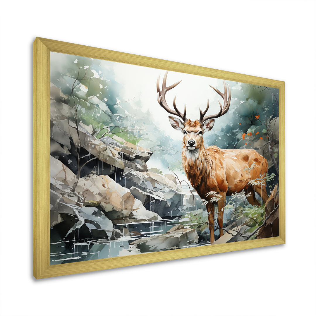 Deer Scenery Minimalism - Deer Home Decor Art