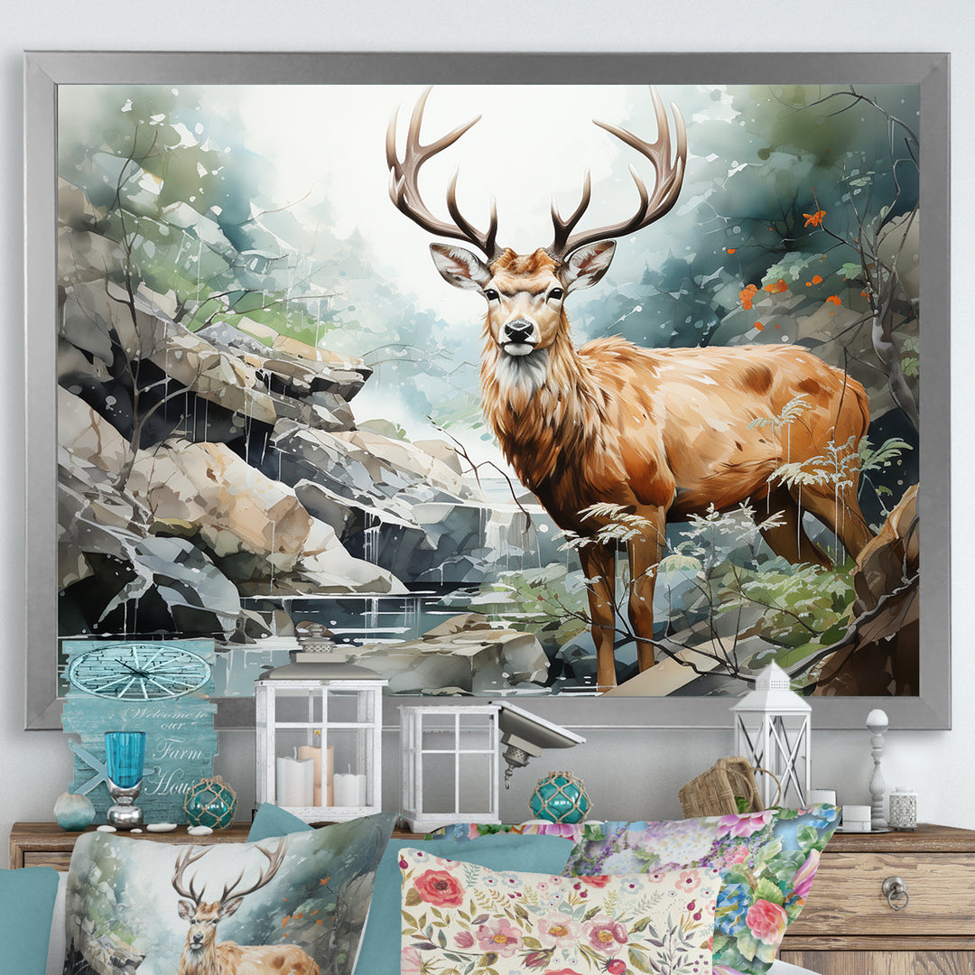 Deer Scenery Minimalism - Deer Home Decor Art