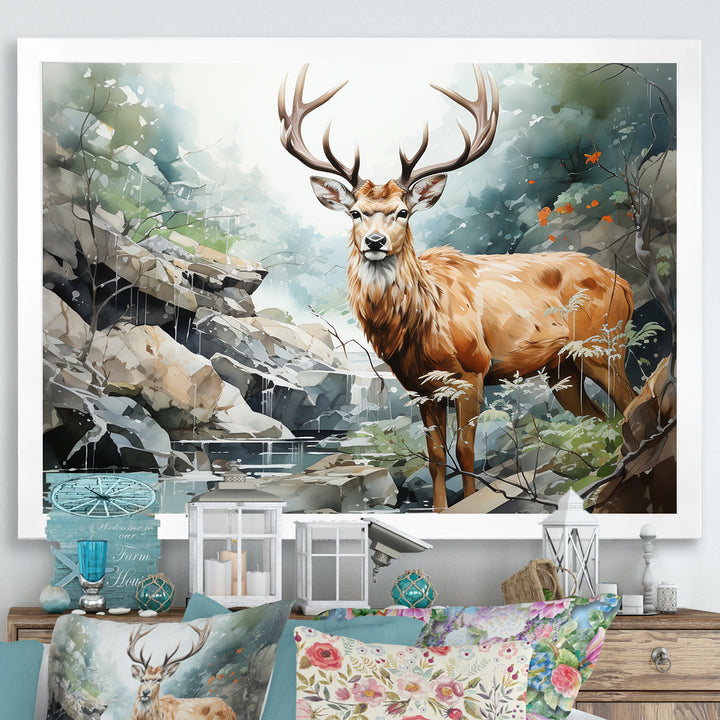Deer Scenery Minimalism - Deer Home Decor Art