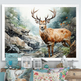 Deer Scenery Minimalism - Deer Home Decor Art