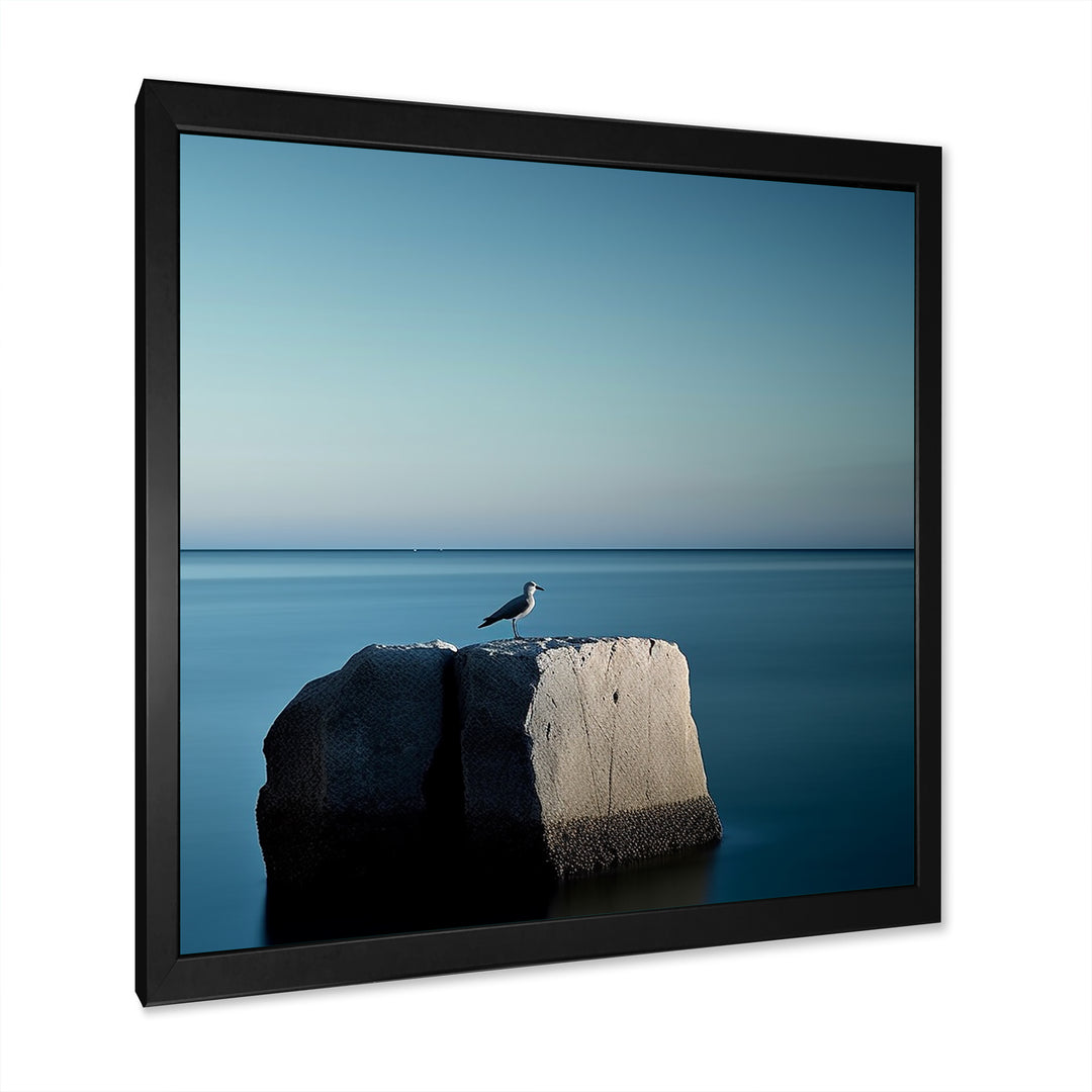 Coastal Seagull Scenery Minimalism - Coastal Animal Living Room Wall Art