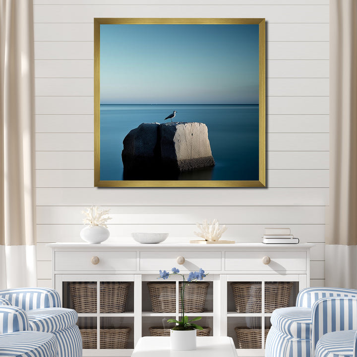 Coastal Seagull Scenery Minimalism - Coastal Animal Living Room Wall Art